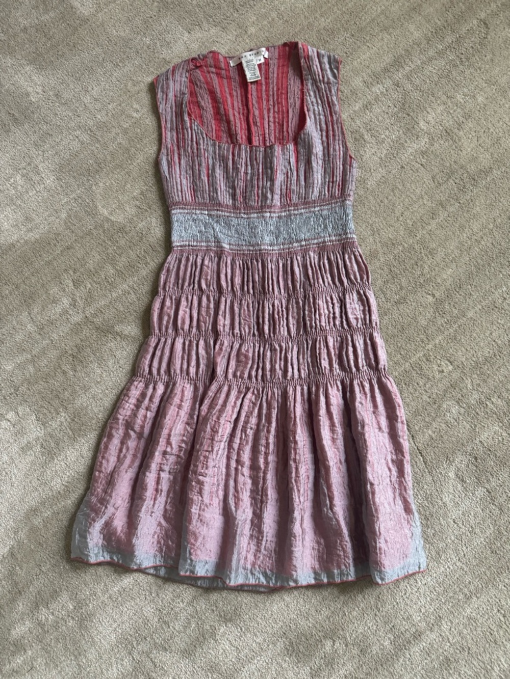 Max Studio Pink and Coral Striped Sleeveless Dress